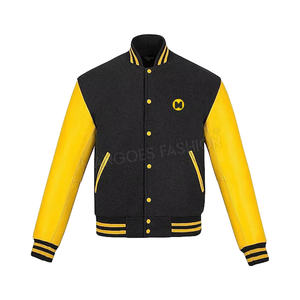 Chaqueta de Cuero Casual de Estilo Clásico y Contemporáneo para Hombre, Estilo Universitario, Invierno, Personalizable, con Mangas de Cuero Elegantes - Product Image 1