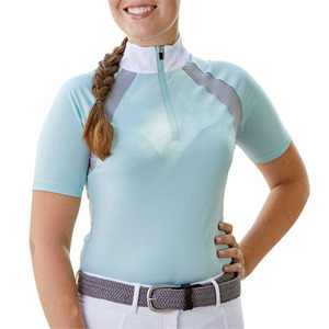 Chemises d'équitation pour femmes de qualité supérieure, manches longues, hauts de compétition d'équitation, demi-zip, culottes, fabrication en usine, couche de base, logo personnalisé - Product Image 6