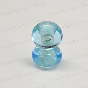 Cuentas de Vidrio Europeas Redondas y Lisas de Cuarzo Azul Claro Sintético (Creado en Laboratorio), 14x8mm 5mm, Piedras Preciosas Sueltas - Product Image 3