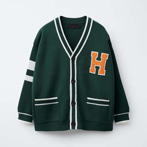 Top Quality 12 Gauge Varsity <b>Cardigan</b> Acrylic Lettermen Sweater Solid Pattern Winter <b>Knit</b> Front Logo Manufactured Pakistan - Product Image 1