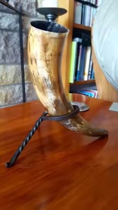 Handmade Natural Horn Viking Beer <b>Mug</b> <b>Metal</b> Accents Authentic Drinking Horn <b>Mug</b> Unique Craftsmanship - Product Image 2
