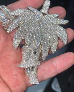 Pendentif lien cubain nom personnalisé de haute qualité VVS Moissanite diamant brillant brillant 925 en argent Sterling Hip Hop breloques glacées - Product Image 1