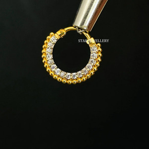 14K Rose/Yellow <b>Gold</b> Natural Diamond <b>Daith</b> Piercing Fine <b>Jewelry</b> for Women Classic Gift - Product Image 2