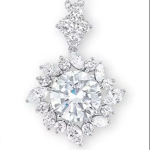 VVS White Round Lab Grown Diamond 925 Silver Plated Pendant Cuban Link <b>Chain</b> Necklace Hip Hop <b>Iced</b> Gift Women - Product Image 1