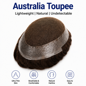 Parrucchino da <span class=keywords><strong>uomo</strong></span> australiano per uso professionale, con base in pizzo francese e PU, pelle sottile, nero naturale, capelli umani vergini indiani Remy TUL06 - Product Image 2