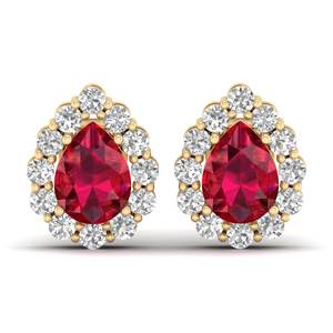 REYES 1.5Ct Rubis Pierres Précieuses Boucles D'oreilles En Gros De Mode Poire Coupe 925 En Argent Sterling Moissanite Cadeau De Fiançailles Bijoux pour - Product Image 3