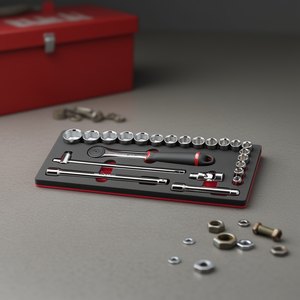 Ensemble d'outils en mousse bicolore, 23 pièces, assortiment de cliquets et de douilles par Usag - Product Image 3