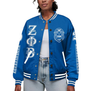 Zeta Phi Beta 1920 Founders Edition Blue White Varsity Letterman Jacket Sorority ZPB Greek Life Chenille Patch - Product Image 1