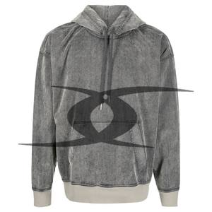 Sudadera con capucha lavada con ácido personalizada para hombre, Jersey de algodón liso de rizo francés pesado, ropa de calle de gran tamaño térmica para invierno - Product Image 1