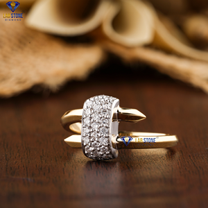 0.325 TDW bague en diamant coupe ronde diamant labgrown 18K or jaune Hpht/Cvd bijoux en diamant - Product Image 2