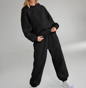 Couleur unie femmes survêtement Street Wear nouveauté femmes survêtement pour adulte personnalisé décontracté 100% coton survêtement dames - Product Image 6