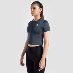 W024 Cropped Grey Yoga <b>Top</b> Comfy and Breathable Cropped Tee - Product Image 2
