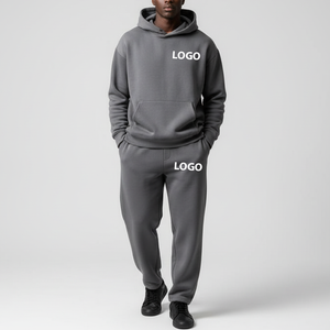 Sweat-shirt à capuche et survêtement ample avec logo brodé personnalisé, 100% coton molletonné, poids lourd, vêtements d'hiver, survêtement pour homme - Product Image 1