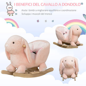 HOMCOM Rabbit <b>Rocking</b> <b>Horse</b> with Sounds, Interactive <b>Baby</b> <b>Rocking</b> <b>Horse</b> for 18-36 Months, Pink, 60x33x50cm - Product Image 4