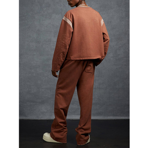 Sweat-shirt à blocs de couleur imprimé OEM de haute qualité, sweat-shirt à trous, pull en molleton français, sweat-shirt pour homme - Product Image 2