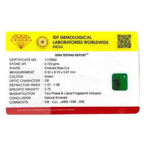 มรกตสีเขียวธรรมชาติทรงทริลเลียนคัท 3.6 กะรัต # 8มม. - Product Image 4