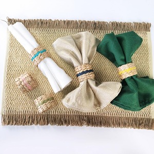 Ronds de serviette en jacinthe d'eau rose décor de fête d'anniversaire de mariage porte-anneau naturel pour serviettes - Product Image 6