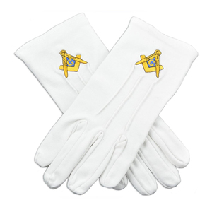 Guantes masónicos Regalia de alta calidad, algodón blanco bordado a mano, ceremonia de algodón, guante blanco - Product Image 4