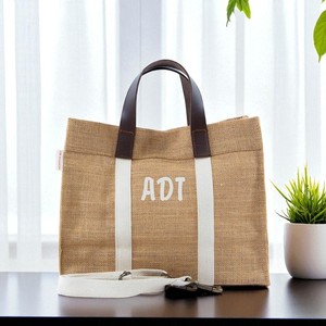 EcoBounty, bolso de mano de yute biodegradable personalizado, cremallera sostenible, bolso promocional reutilizable para compras de hombro a la moda para mujer - Product Image 1