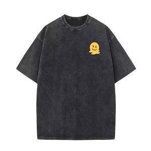 Oversized Vintage Acid Wash Tshirt for Men Cotton Solid T Shirt Streetwear Basic Tees Casual Baggy Loose Shirts - Product Image 3