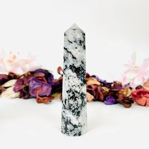 เรนโบว์มูนสโตนทาวเวอร์คริสตัลแบบพกพา,คริสตัลช่วยบำบัดทรงดินสอมูนสโตนเสาโอเบลิสค์ - Product Image 3