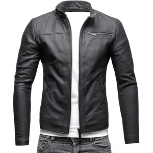 Veste de moto en cuir de mouton véritable ciré, conçue pour les hommes exigeant performance, confort et style motard sans effort. - Product Image 5
