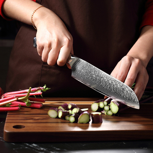 Venta al por mayor personalizado de alta calidad OEM ODM servicio profesional Damasco cuchillo japonés con mango de madera de cebra cuchillo de cocina Chef - Product Image 5