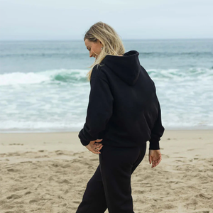 100% cotton 2025 Women's tracksuit heavy weight Oversized drop shoulder Long Sleeve Hoodie & baggy trouser tracksuit for women's - Product Image 3