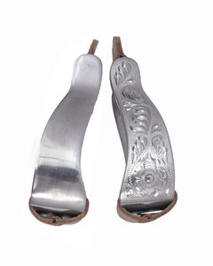 Estribos de espectáculo de campana occidental para adultos de peso pesado, envoltura de cuero de aluminio sólido grabado, productos de caballo de calidad clásica - Product Image 2