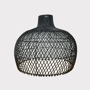 Petite suspension asiatique antique Couvertures et abat-jour élégants avec corde de rotin en bambou tissée à la main - Product Image 1