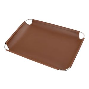 Bandeja de cuero de lujo para servir aperitivos, postres o bebidas en espacios interiores minimalistas contemporáneos - Product Image 5
