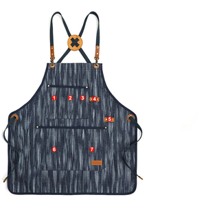 Tablier en lin naturel à bretelles réglables, surface en silicone lavable, ajustement confortable, tablier de cuisine, de jardin et de nettoyage - Product Image 2