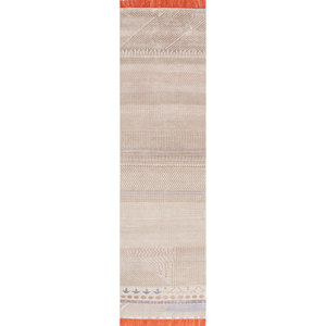 Manchaha Ivory Hand Knotted Wool Bamboo Silk Rug Geometric for Home Hallway Rectangle Shape 10mm Thickness-Model Les-2307 Rugs - Product Image 1