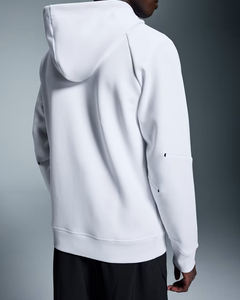 Sweat à capuche zippé blanc pour hommes, polyester doux, poches kangourou élégantes, cordons réglables, streetwear décontracté et confortable - Product Image 5