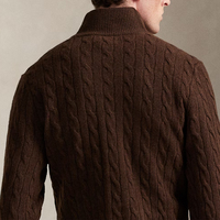 Pull en laine pour homme personnalisé OEM & ODM avec fermeture éclair, pull tricoté chaud à rayures ou couleur unie pour homme