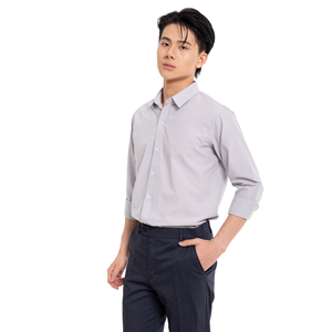 Chemise décontractée pour homme tissée, imprimée sur mesure, teinte unie, anti-froissement, polyester/coton, ODM, manches longues, logo multi-positions, 7 jours - Product Image 1