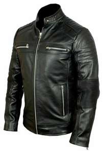 Chaqueta de cuero negro icónico para hombre 100% de alta calidad OEM superventas de cuero transpirable a la moda hecho a medida - Product Image 3