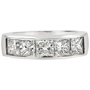 Sang Trọng Vô Hình Thiết Lập 5 Đá Công Chúa Cắt Kim Cương Ban Nhạc Cho Anniver Trong 14K / 18K Rắn Vàng Và Bạch Kim Tùy Chỉnh Thiết Kế - Product Image 2