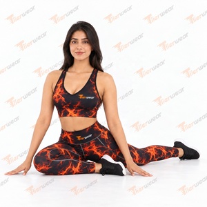 Tiierwear Women's Solid Yoga Set 2-Piece High Waist <b>Leggings</b> <b>Crop</b> Top Racerback Sports Bra Breathable Spandex/Nylon Activewear - Product Image 6