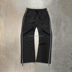 Logo personnalisé OEM cordon de serrage réglable ouverture de jambe taille jambe droite pantalons de survêtement personnalisé rayé sur le côté Sportswear pantalon de survêtement en nylon - Product Image 6