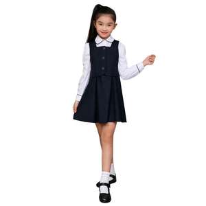 Vestido de Pinafore de Fibra de Bambú Oxford para Niñas al por Mayor, Uniformes Escolares de una Pieza para Jardín de Infancia y Primaria - Product Image 2