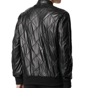 Blouson d'hiver en cuir pour homme, coupe-vent, respirant, avec col haut - Product Image 2