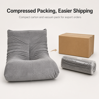 Moderner grauer Stoff-Lazy-Sofa-Sessel mit hochdichtem Schaumstoff, hoher Komfort, vakuumkomprimierter Bodenliegesessel für Wohnzimmer und Schlafzimmer