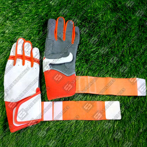 Los mejores guantes de bateo de béisbol y softball, combinación de Color blanco, gris y naranja única, estilo de puño largo, más suave para entrenar sólido - Product Image 4