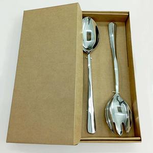 Nouvel ensemble de service de salade à poignée en résine blanche design en acier inoxydable argenté poli ensemble de table à manger design royal - Product Image 6