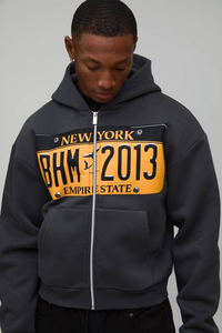 เสื้อฮู้ดซิปสำหรับผู้ชาย คุณภาพสูง สไตล์สตรีทแวร์ ทรงปกติ ผ้าฟลีซ ปักโลโก้ตามแบบที่กำหนดเอง สำหรับฤดูหนาว - Product Image 6