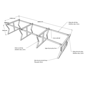Ensemble de pieds de table MConcept 6 pièces 360x120 cm, assemblage requis - Accessoires de meubles HCMC015 - Product Image 2