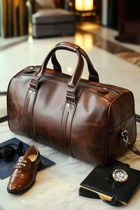 Manufacturer Custom Classic Design Modern Genuine Leather Men's <b>Holdall</b> Duffle Overnight Weekend Duffel <b>Travel</b> Bag - Product Image 2