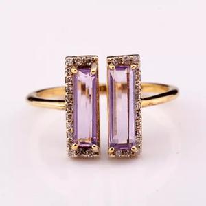 Anillos de joyería fina de plata 925 chapados en oro de 14 quilates ajustables al mejor precio con amatista natural para fiestas - Product Image 5