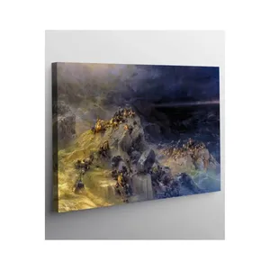 Impresión en lienzo de Fida Aivazovsky: Refugio entre las rocas en una tormenta - Product Image 6